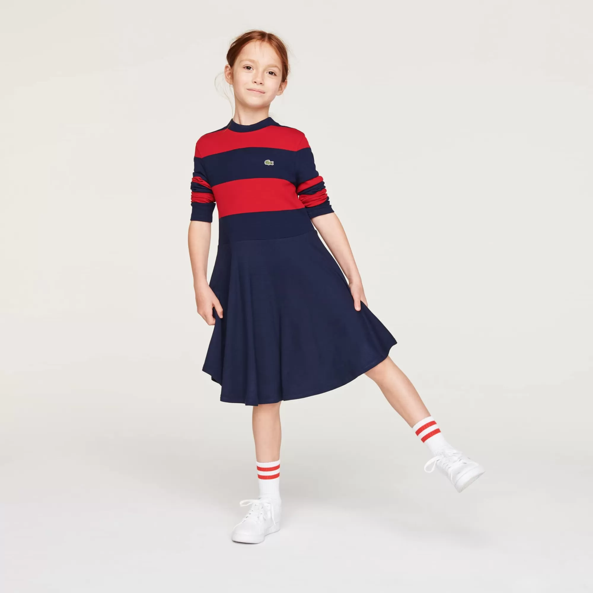 LACOSTE Girls' Striped Knit Turtleneck Sweater^Kids Dresses & Skirts