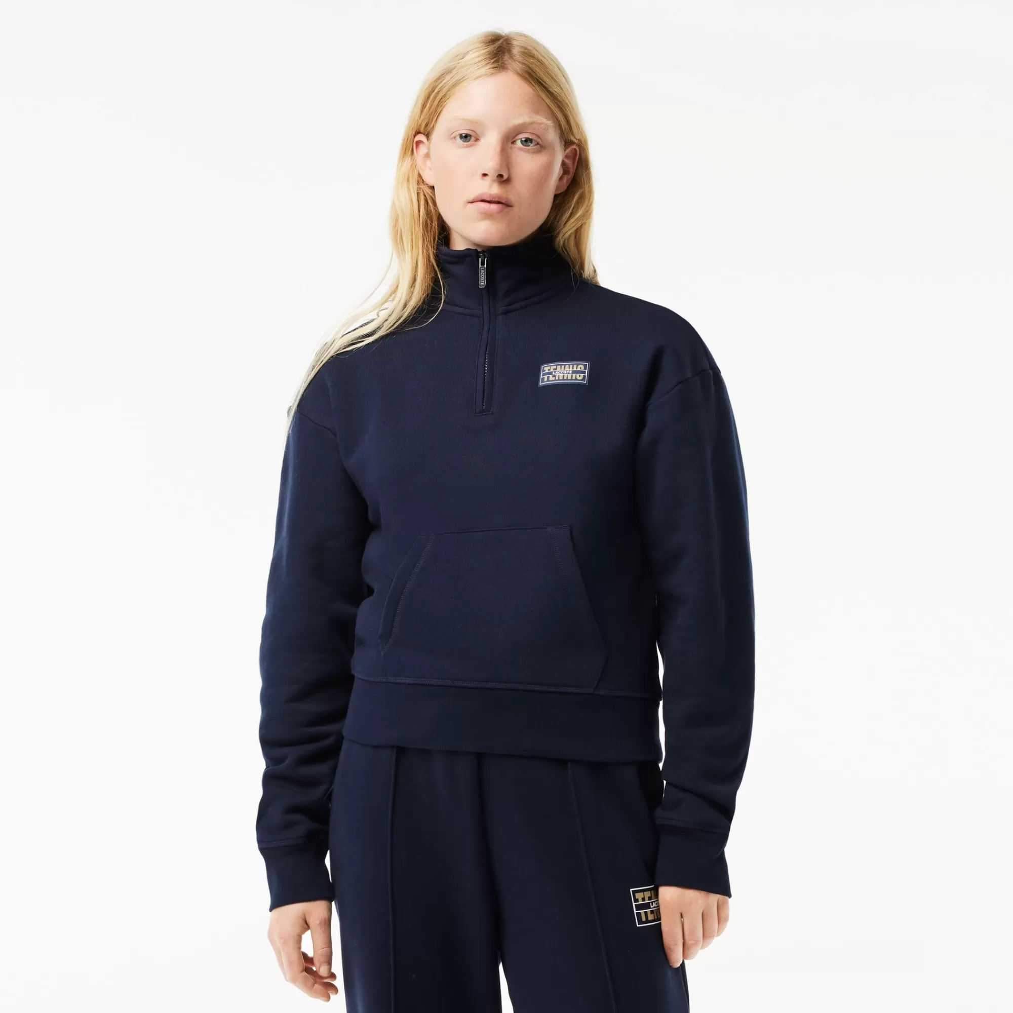 LACOSTE High Neck Zipped Fleece Jogger Sweatshirt^Women Tennis | Sweaters & Sweatshirts