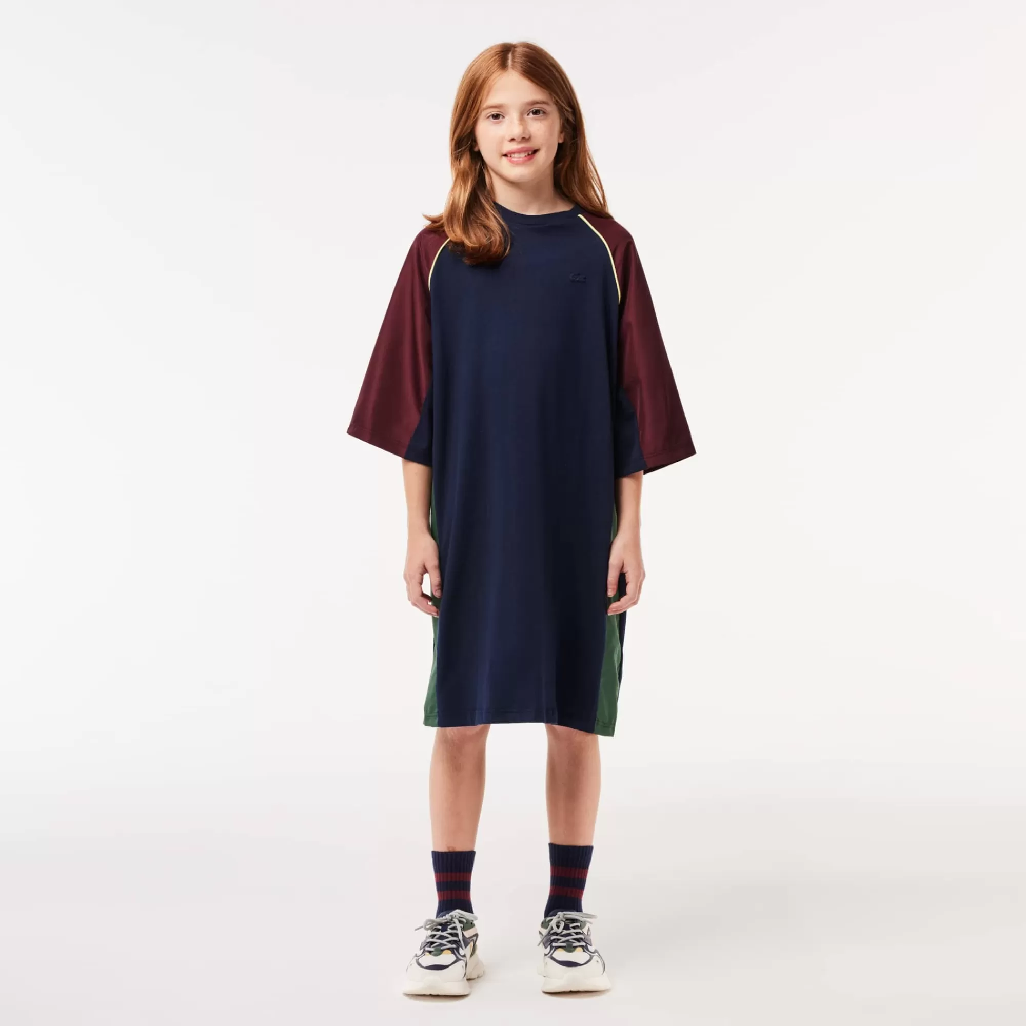 LACOSTE Kids' Contrast Panel Cotton T-Shirt Dress^Kids Dresses & Skirts | Dresses & Skirts