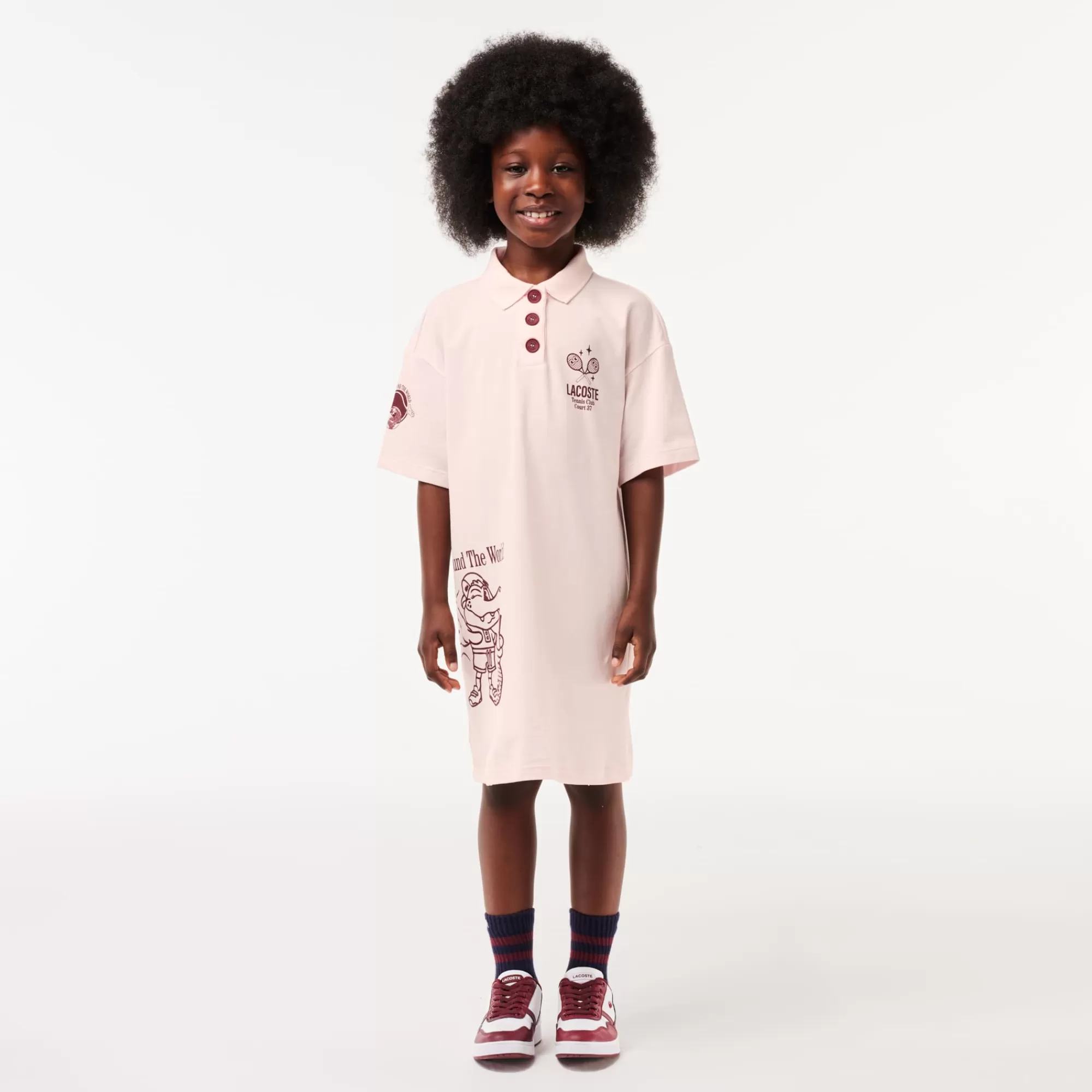 LACOSTE Kids' Graphic Print Cotton Dress^Kids Dresses & Skirts | Dresses & Skirts