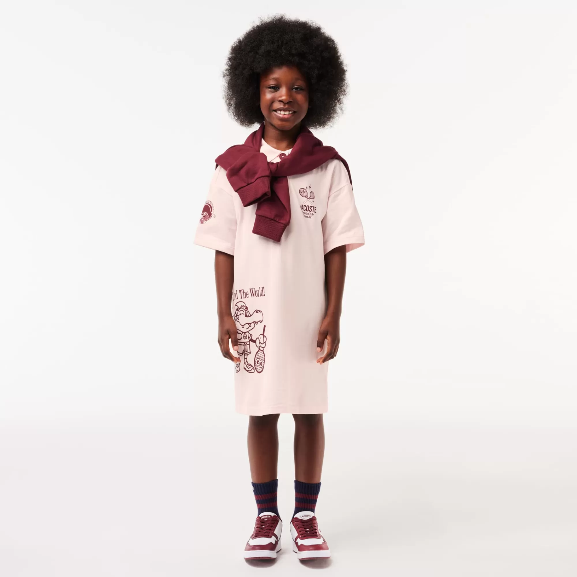 LACOSTE Kids' Graphic Print Cotton Dress^Kids Dresses & Skirts | Dresses & Skirts