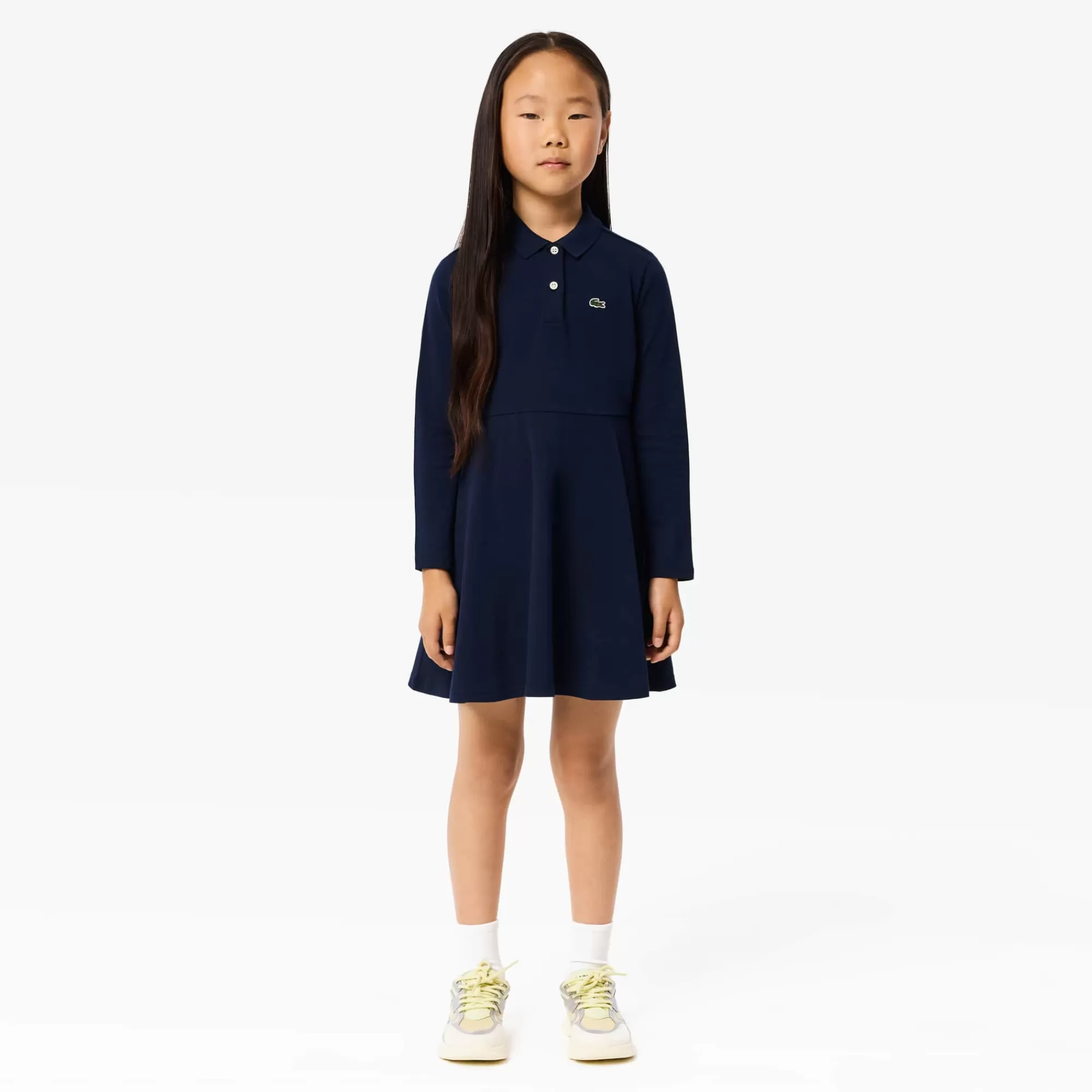 LACOSTE Kids' Long Sleeve Stretch Piqué Polo Dress^Kids Dresses & Skirts | Dresses & Skirts