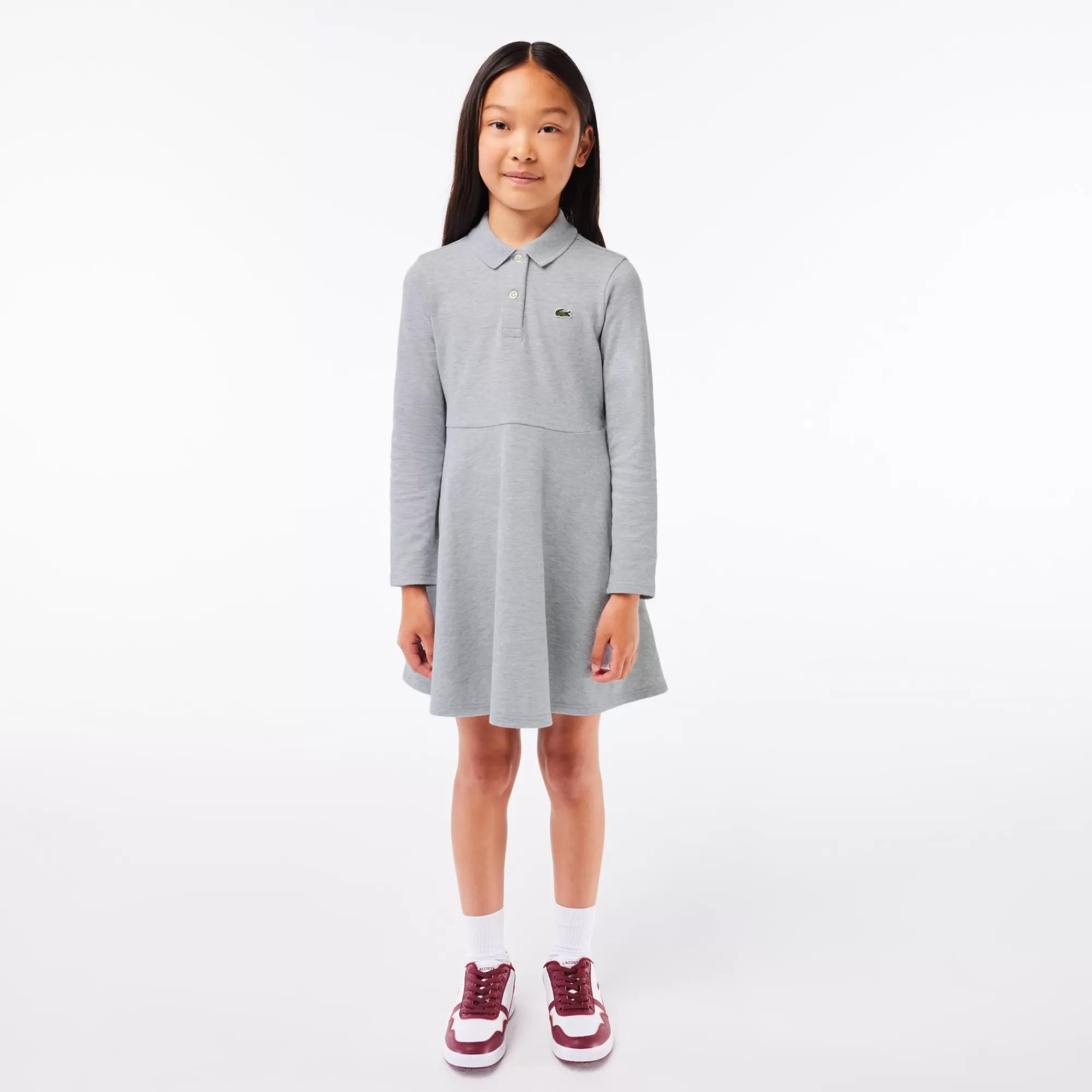 LACOSTE Kids' Long Sleeve Stretch Piqué Polo Dress^Kids Dresses & Skirts | Dresses & Skirts