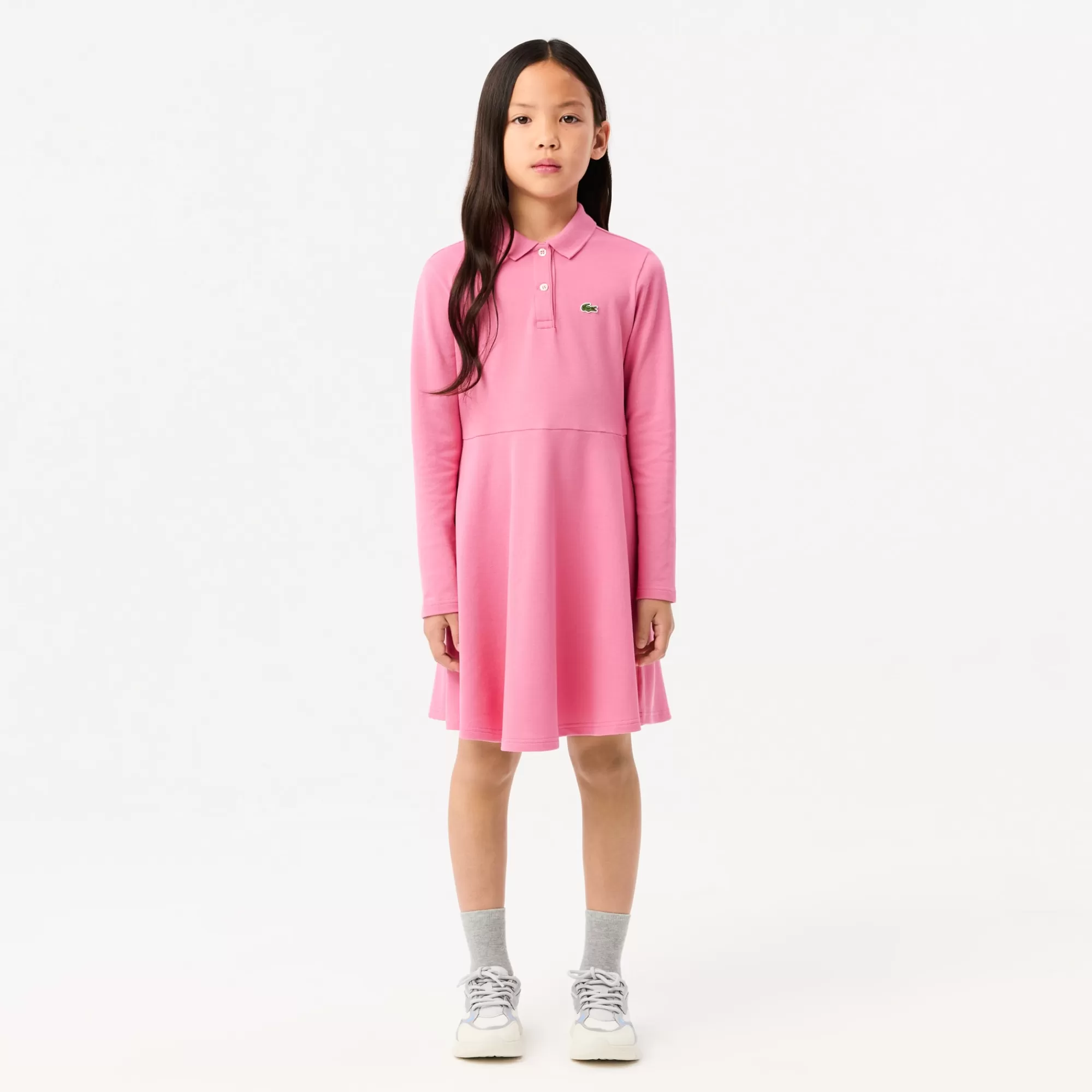 LACOSTE Kids' Long Sleeve Stretch Piqué Polo Dress^Kids Dresses & Skirts | Dresses & Skirts