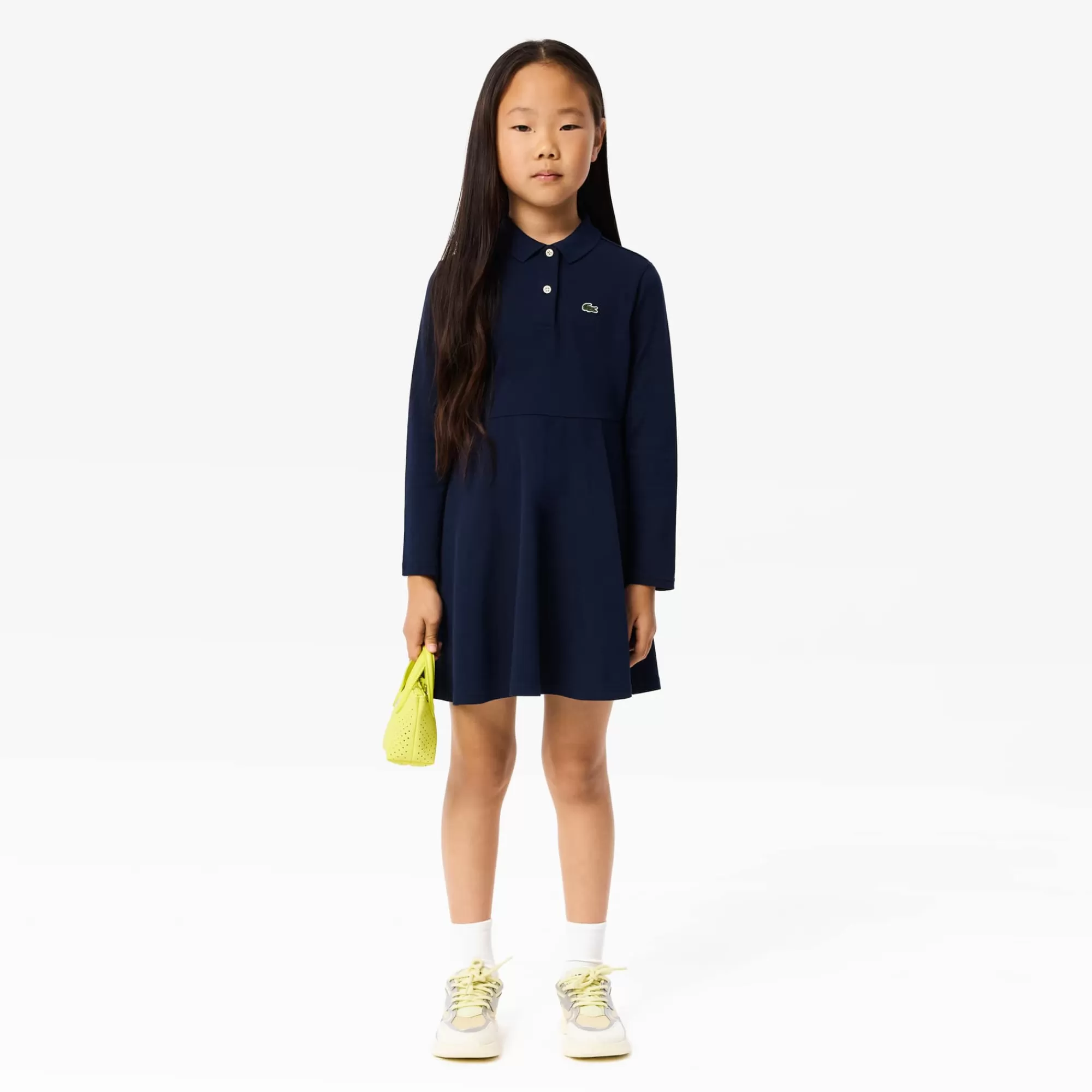 LACOSTE Kids' Long Sleeve Stretch Piqué Polo Dress^Kids Dresses & Skirts | Dresses & Skirts