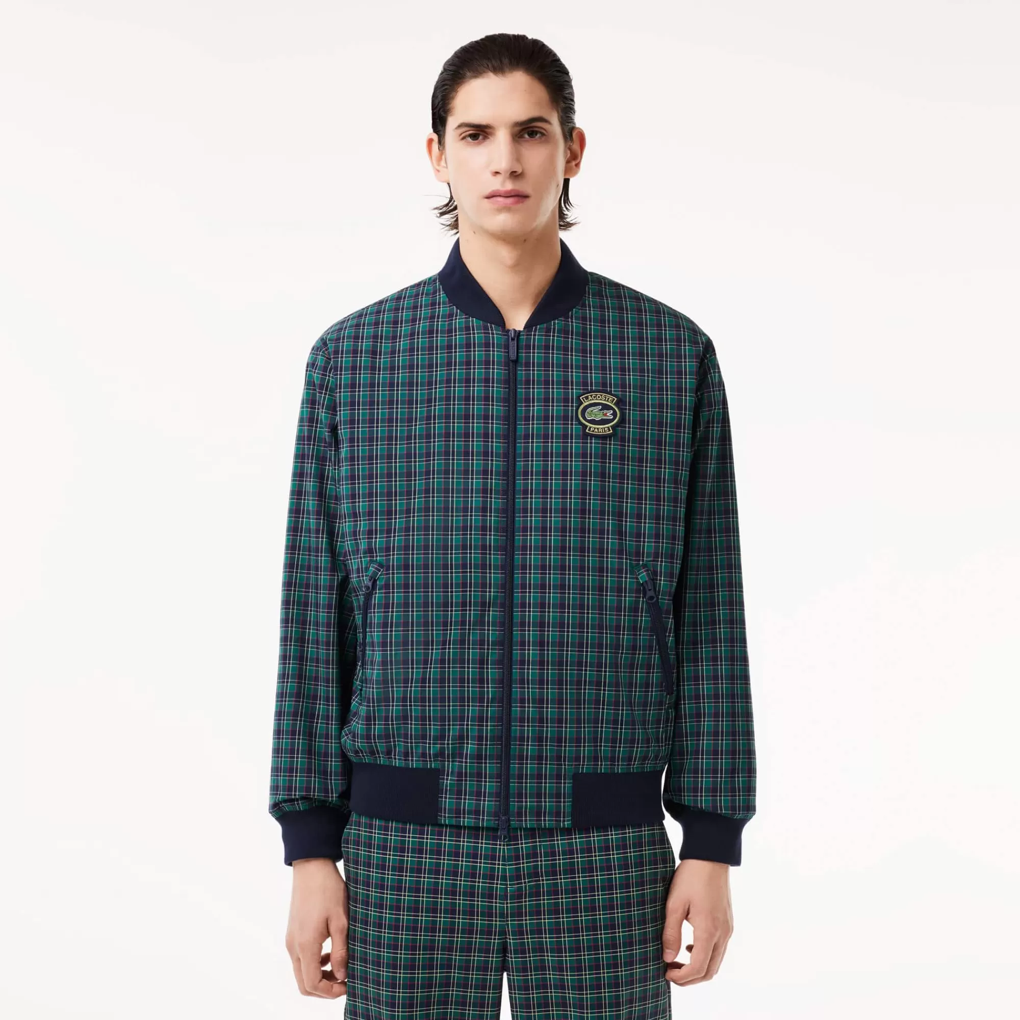 LACOSTE Men's Checked Water-Repellent Harrington Jacket^ Jackets & Coats