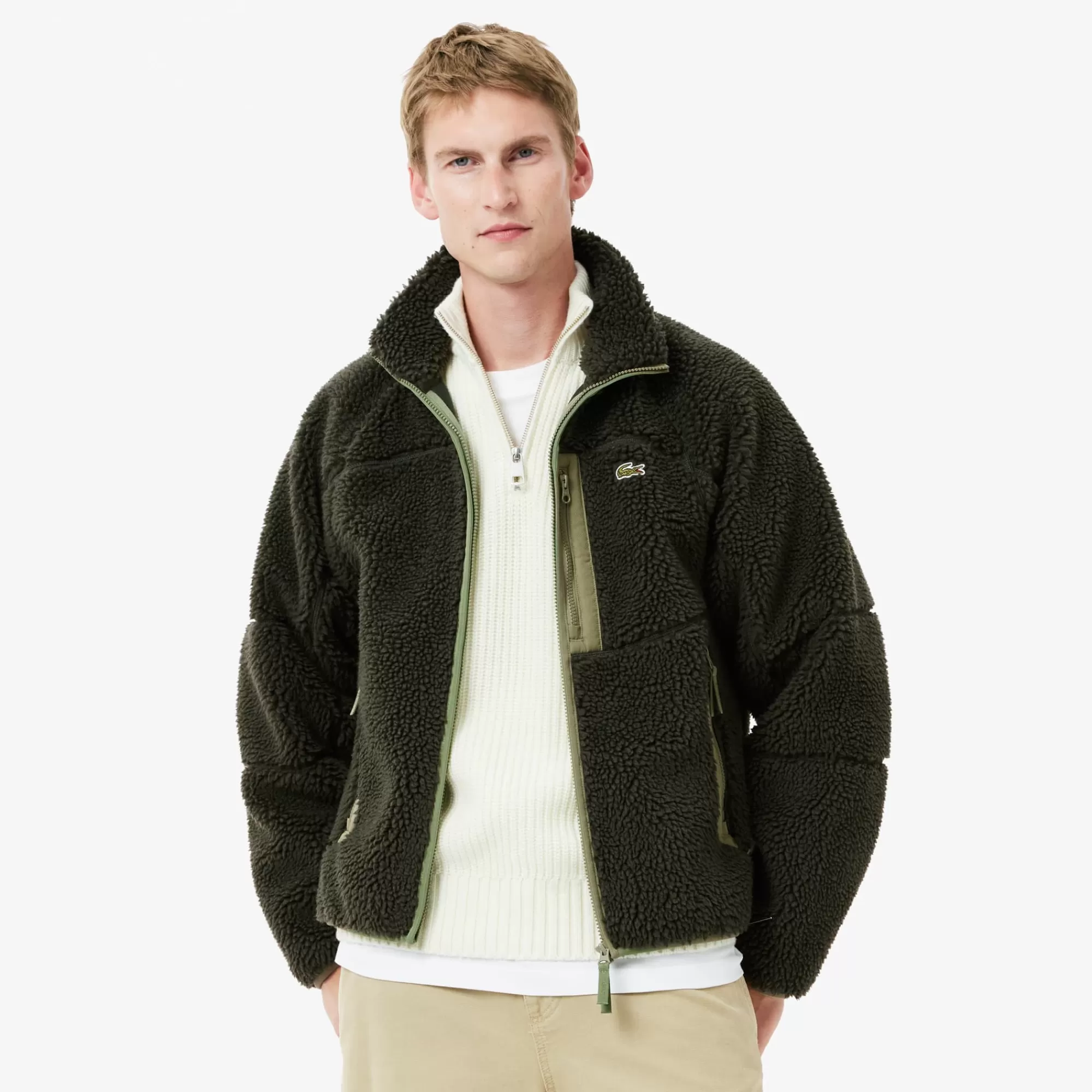 LACOSTE Men's Colorblock Fleece Zip-Up Jacket^ Jackets & Coats