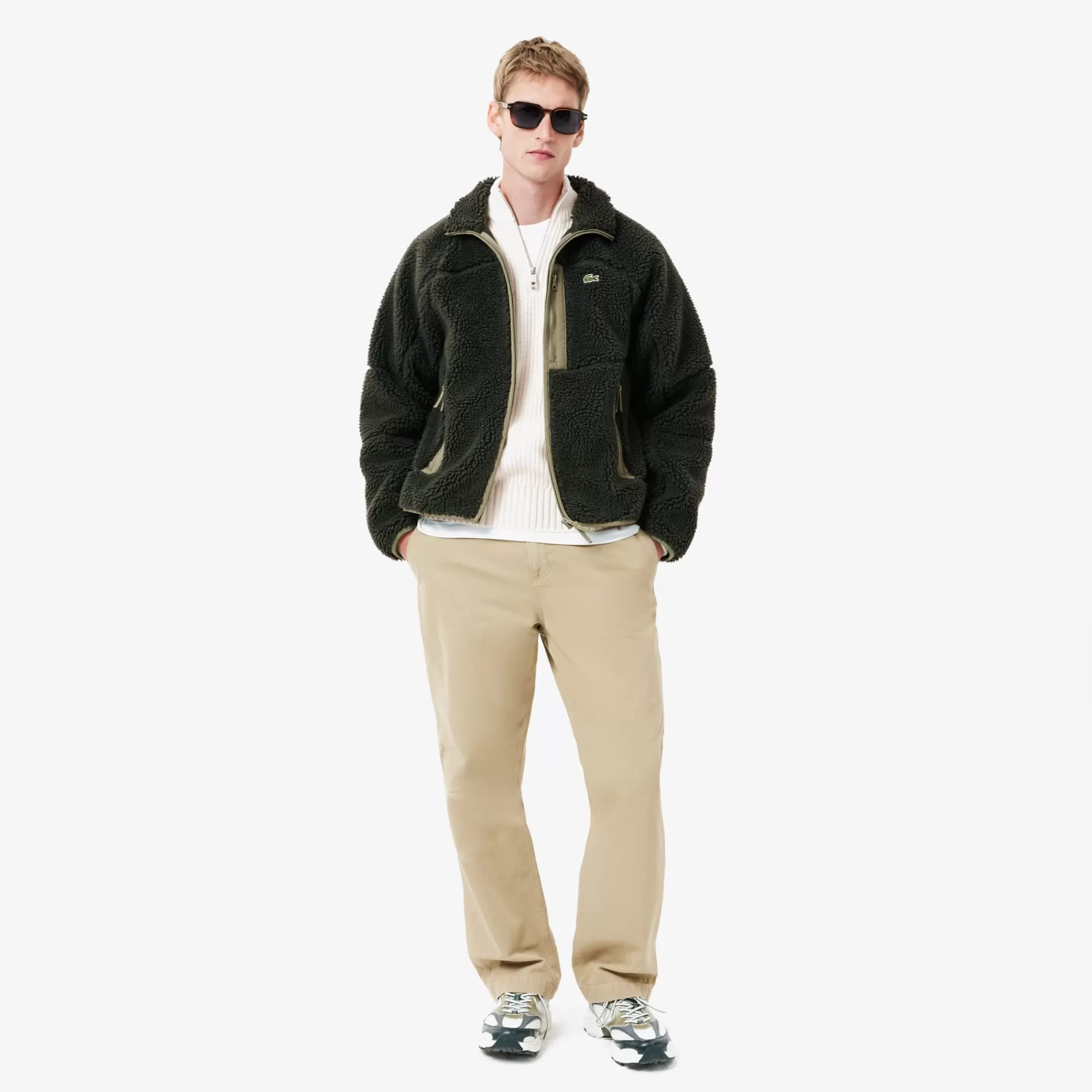 LACOSTE Men's Colorblock Fleece Zip-Up Jacket^ Jackets & Coats