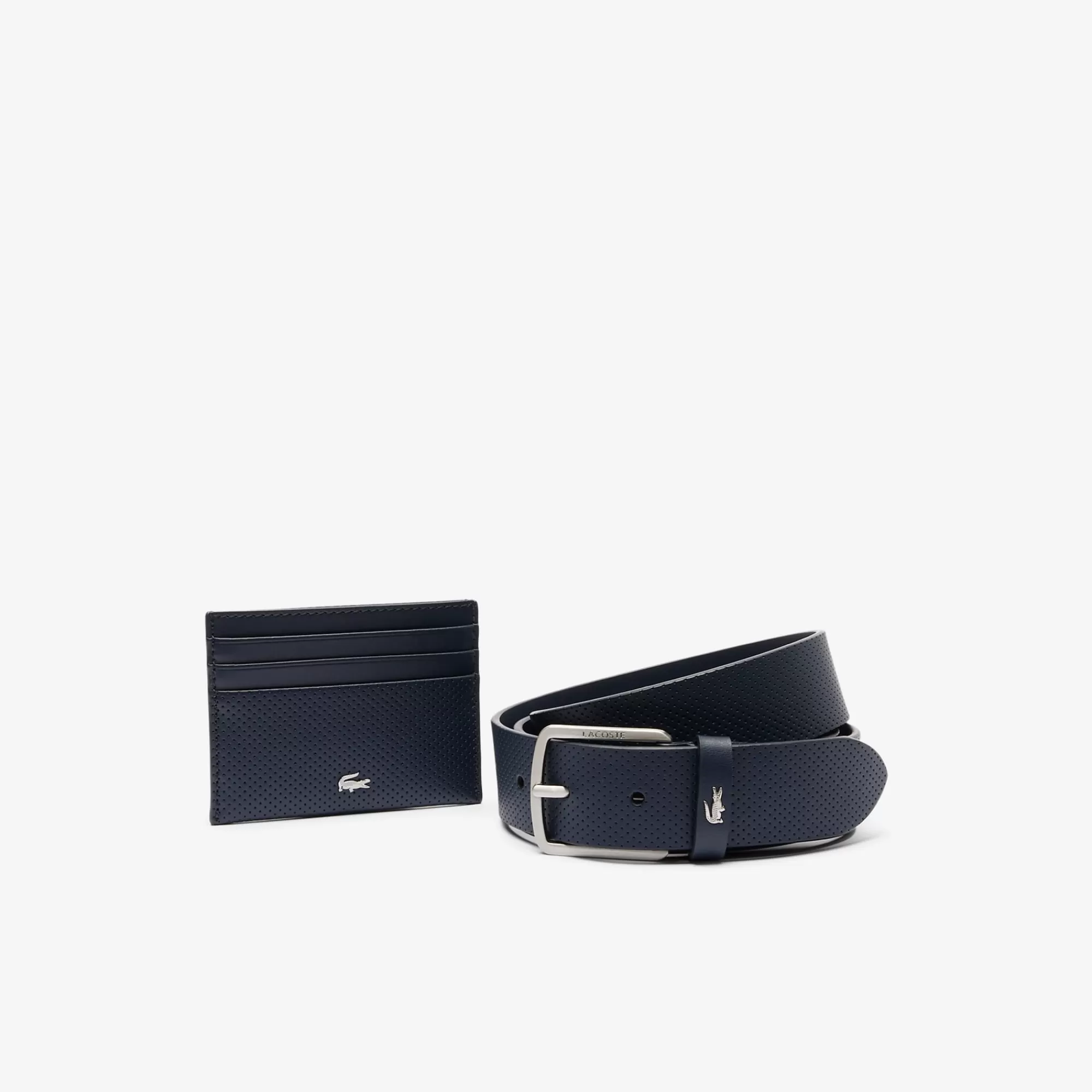 LACOSTE Men's Leather Belt & Card Holder Gift Set^ Belts