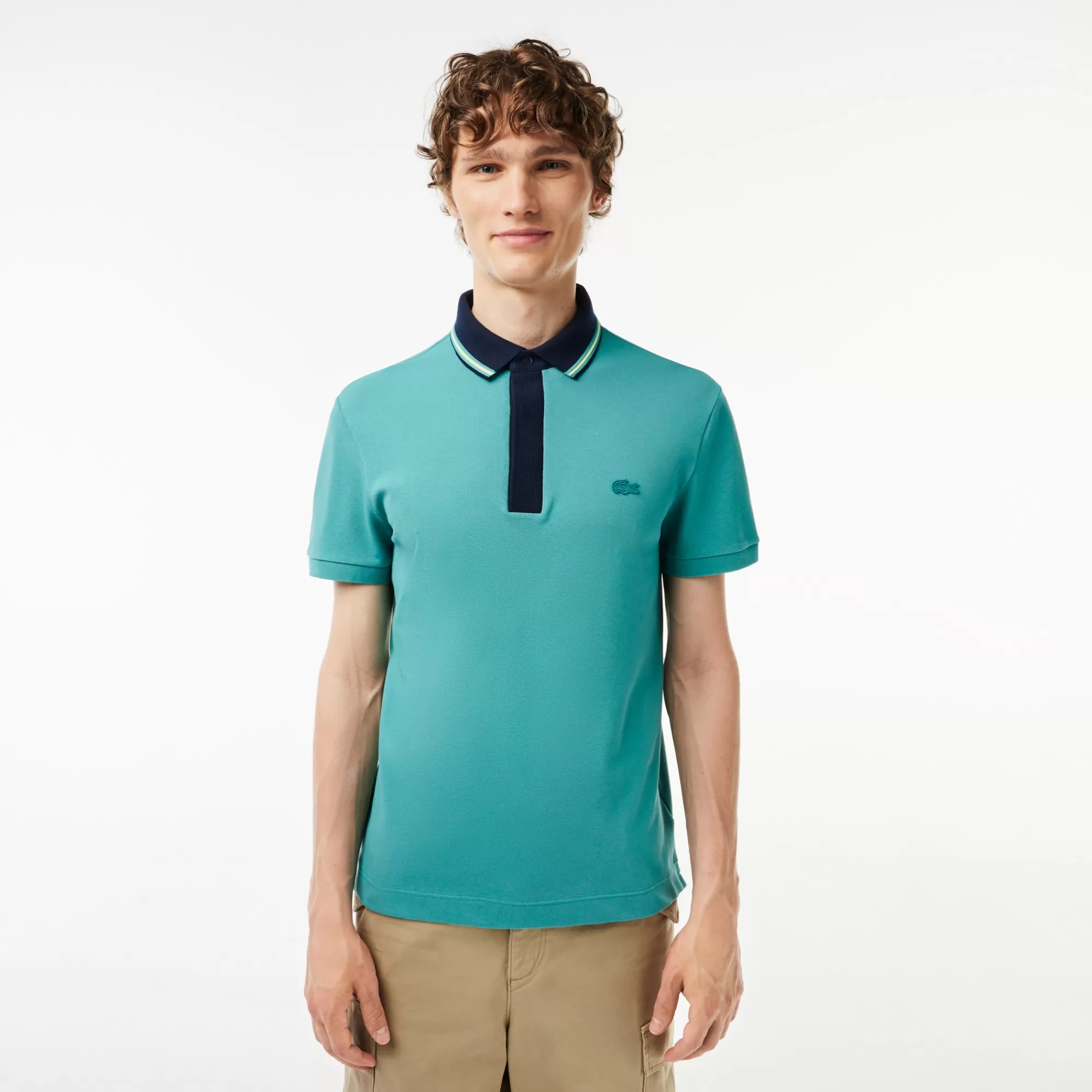 LACOSTE Men's Regular Fit Contrast Neck Smart Paris Polo^ Polos