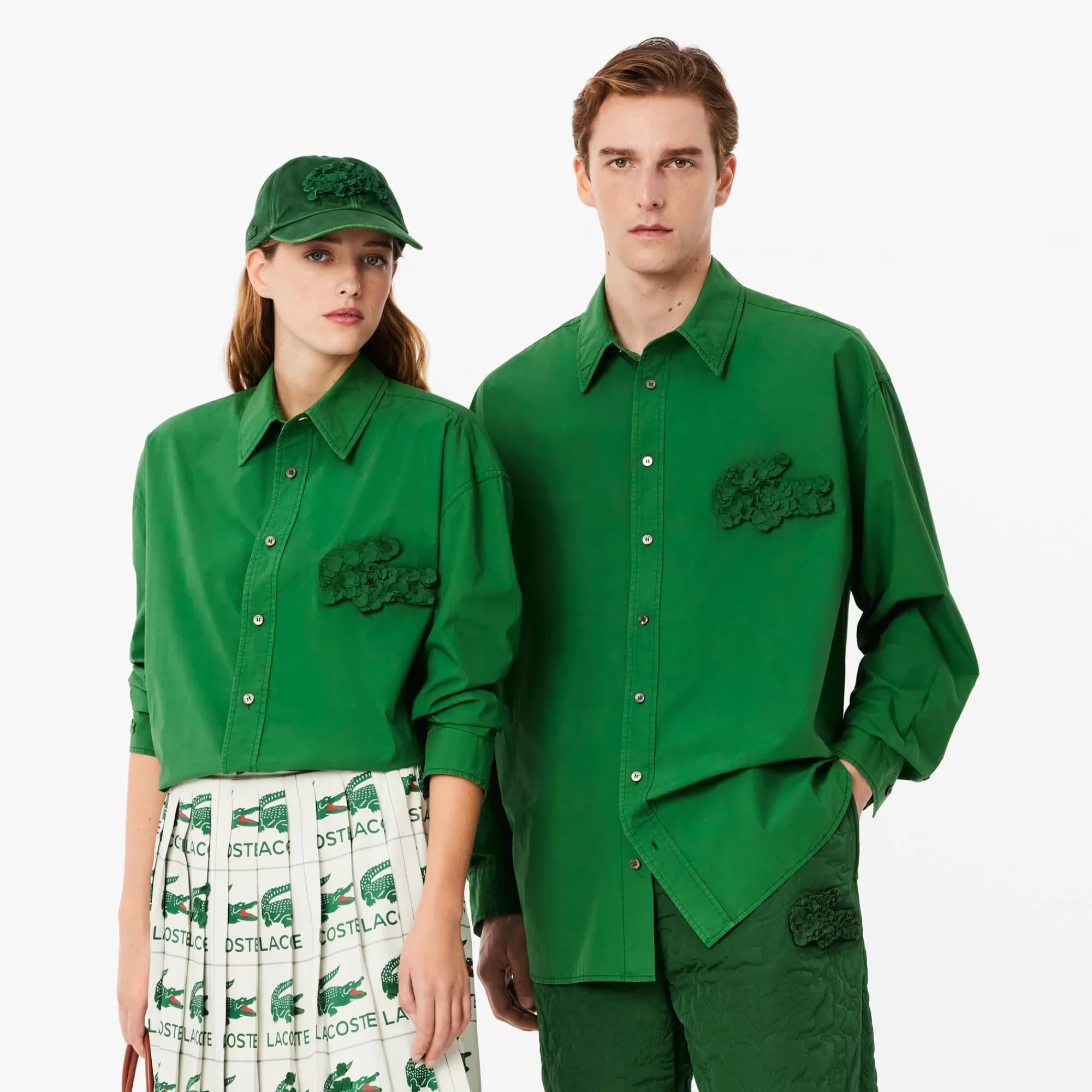 LACOSTE Unisex Embroidery Collection Button Down Shirt^Women T-Shirts & Tops | Button Down Shirts